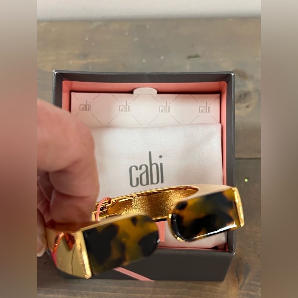 CAbi Bracelet Cuff Gold and Tortoise Hinged